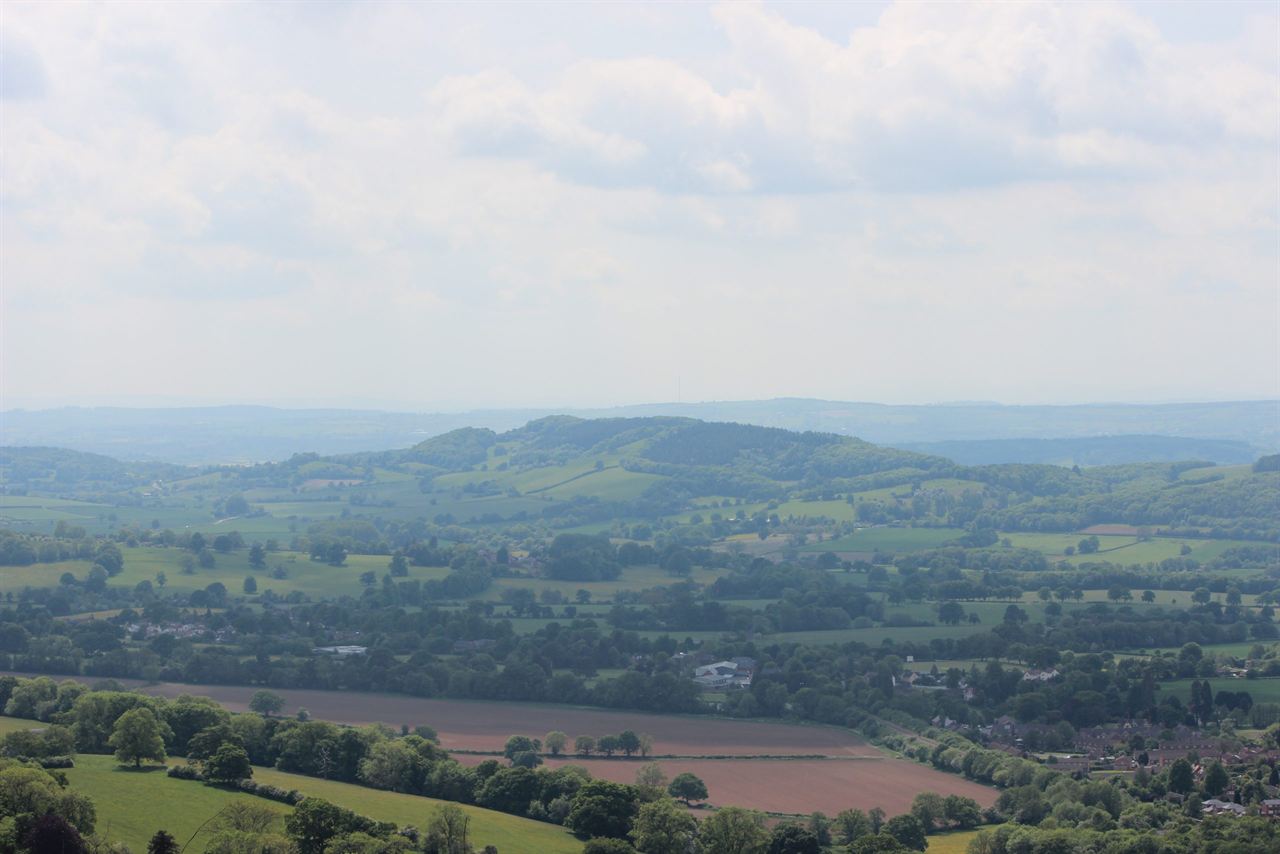 The view across the valley from the Malvern Hills, just above Poolbrook